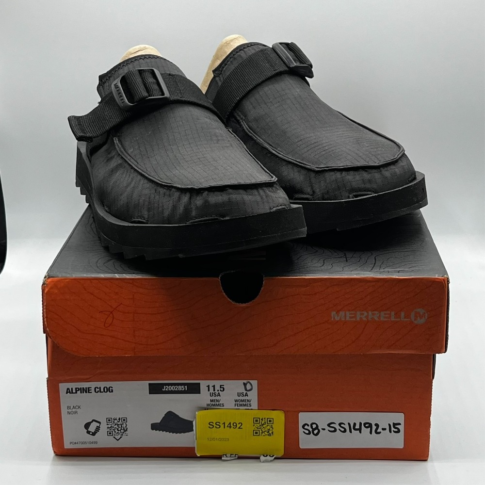 Merrell Shoes Mens 11.5 Women 13 Alpine Clog Black‎ Closed Toe Comfort J2002851